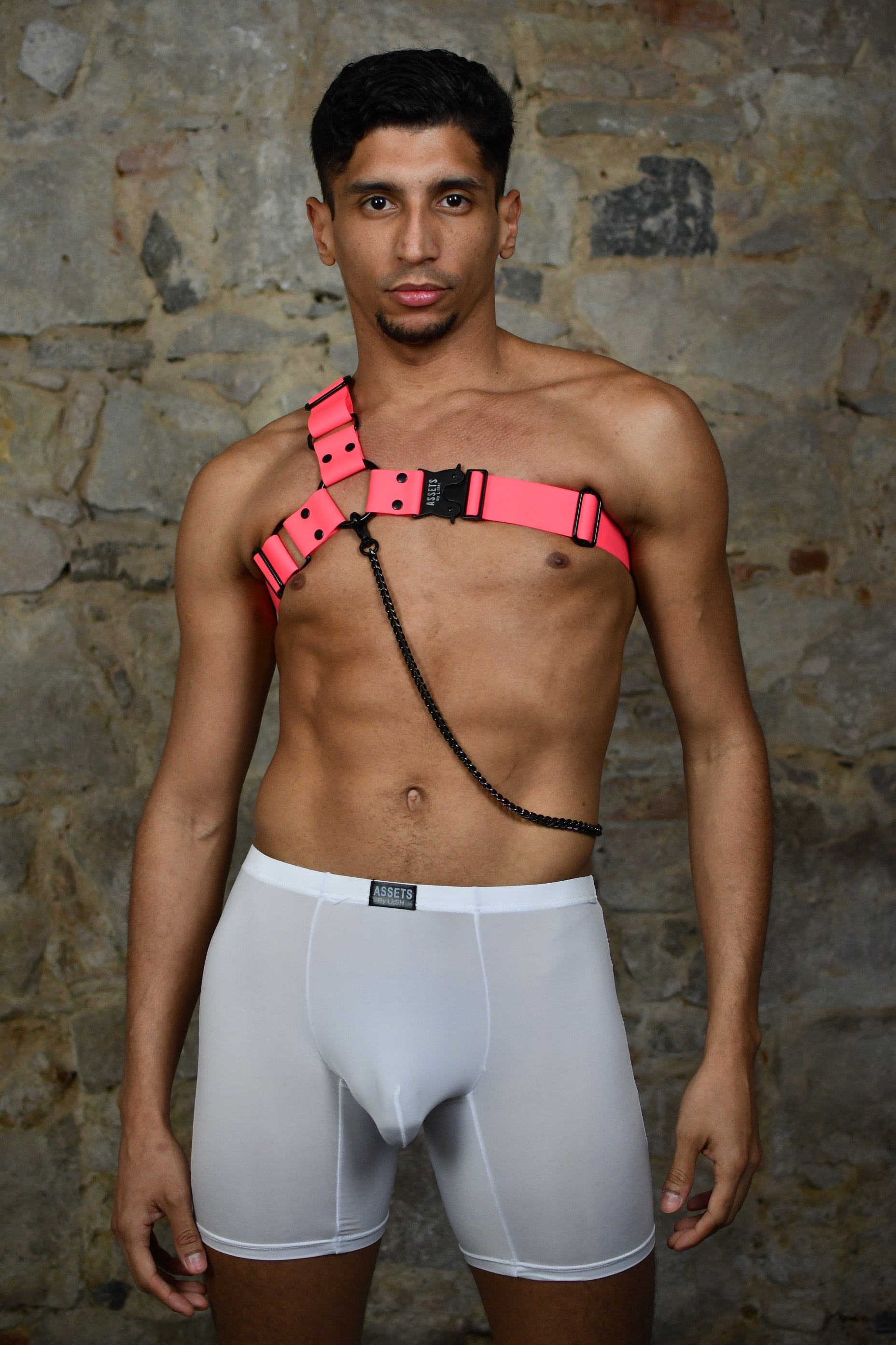 One Shoulder PVC Harness Light Blue